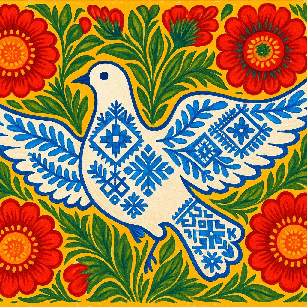 Generated 'A Dove Has Spread Her Wings and Asks for Peace' with 'artist_estimate' property